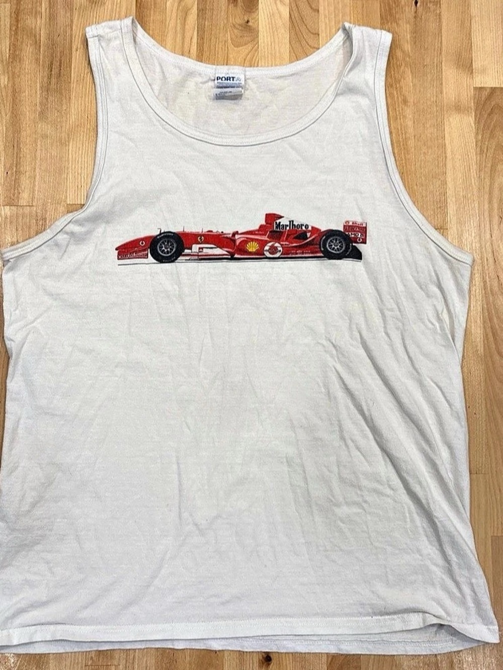 Vintage 90s Ferrari Racing F1 Graphic Big logo White tank top Y2K size M